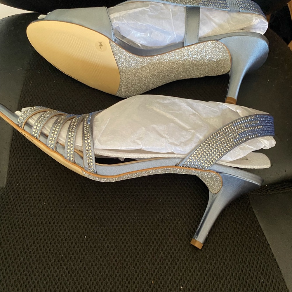 LadiesSparkling Blue Evening Shoes - Picture 3 of 4